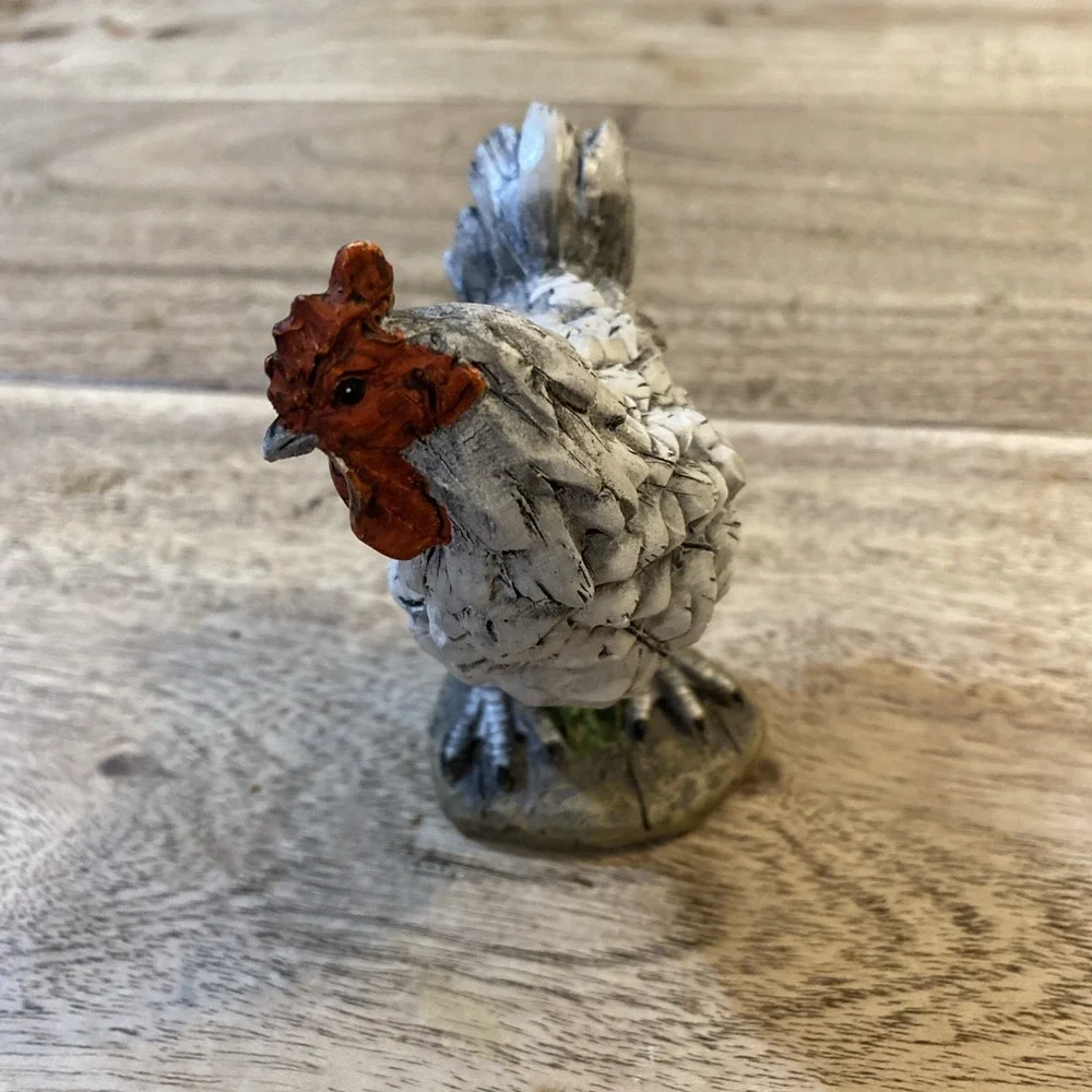 Adorable Shelf Sitter Chicken Decorative Handcrafted, Resin Farmhouse